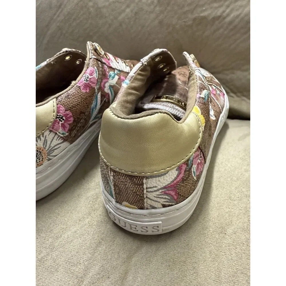 Guess Womens Loven Multicolor Floral Lace-Up Sneaker Shoes. Sz 7M. NO SHOELACES